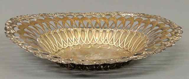 Appraisal: Ornate oval sterling silver reticulated bowl by Whiting inscribed -B-