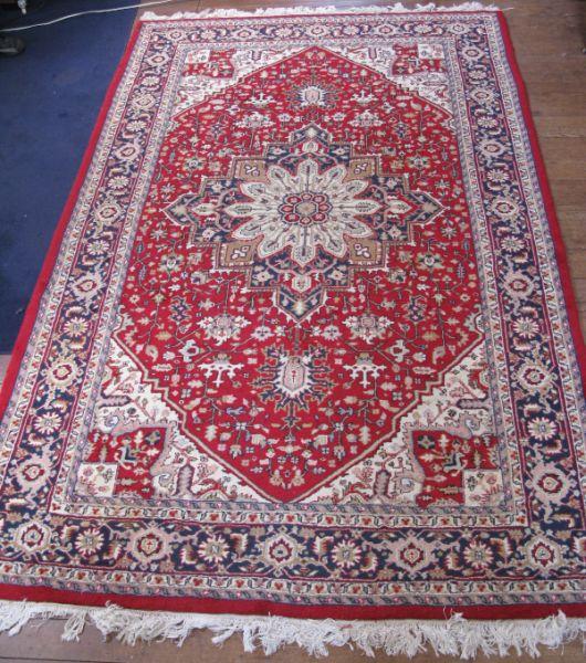 Appraisal: Hand-Tied Heriz Style Area Rug cotton base ' x '