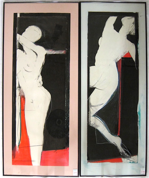 Appraisal: MICHELLE BIEHLER TWO MIXED MEDIAS Portland Oregon th century Nudes