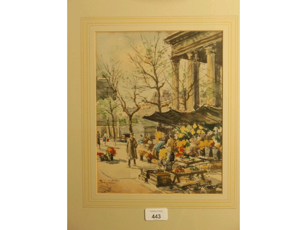 Appraisal: Siguic French Market Scene Watercolour Signed cm x cm Modern