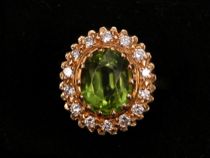 Appraisal: K Yellow Gold Diamond and Peridot Ring Ladies K yellow