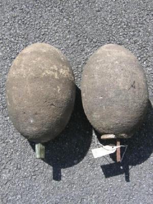 Appraisal: A PAIR OF STONE GATE POST FINIALS of ovoid form