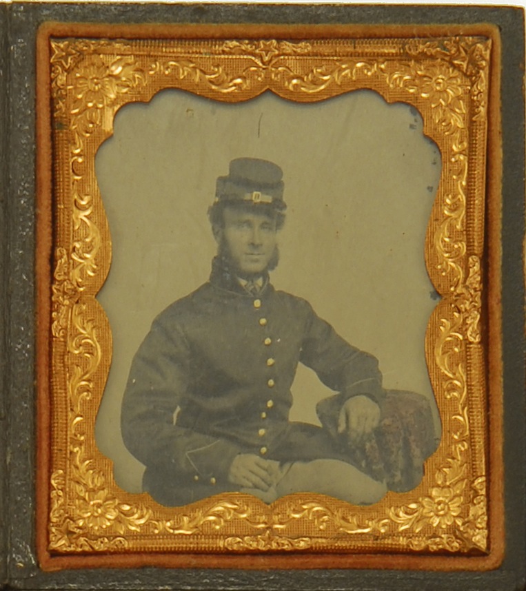 Appraisal: CASED DAGUERREOTYPE OF A UNION SOLDIER Civil War PeriodSeated and