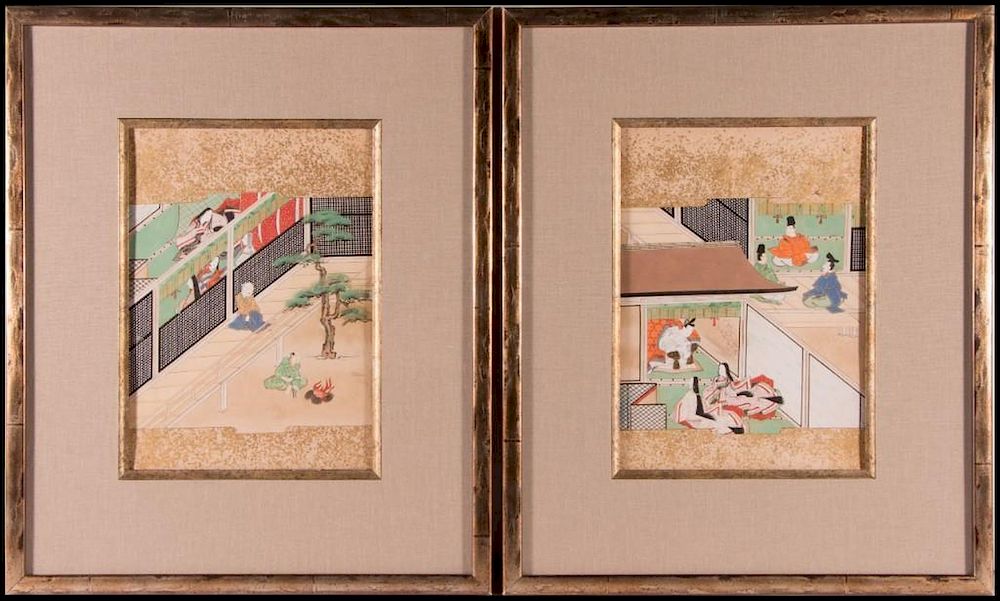 Appraisal: Japanese paintings Artist UNIDENTIFIED ARTIST TH C Title Court scene