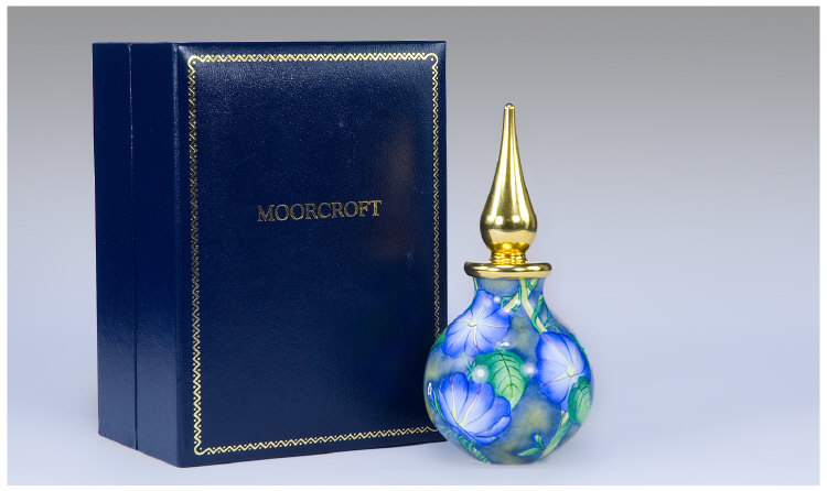 Appraisal: Moorcroft Miniature Enamel Perfume Container Designer E T Blue Floral