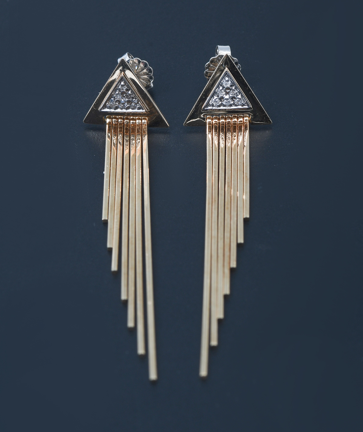 Appraisal: K ART DECO DIAMOND EAR DANGLES Fun '' long yellow