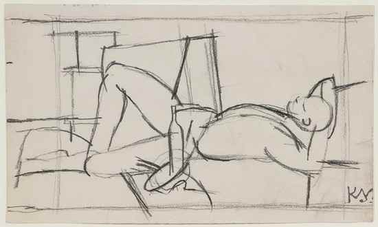 Appraisal: Keith Vaughan - Untitled Laying Figure pencil on paper with