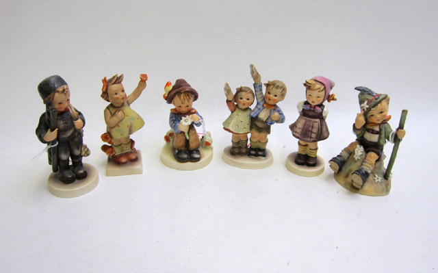 Appraisal: SIX HUMMEL FIGURINES soft paste porcelain TM- - Spring Cheer