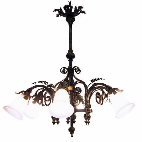 Appraisal: A French Baroque Style Wrought Iron Chandelier circa the ceiling