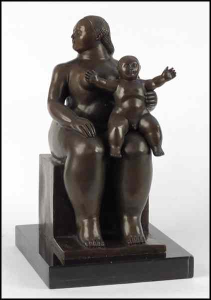 Appraisal: BRONZE MOTHER AND CHILD FIGURAL GROUP Raised on a ''