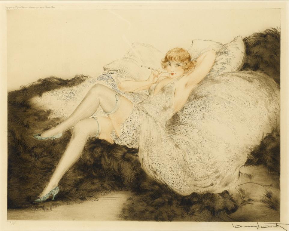 Appraisal: LOUIS ICART - WHITE UNDERWEAR etching printed in colour signed