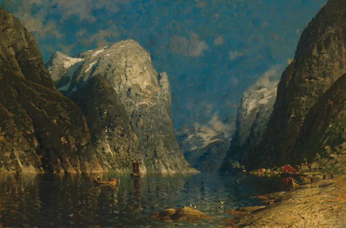 Appraisal: ADELSTEEN NORMANN Norwegian - Fjord oil on canvas signed lower