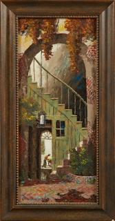 Appraisal: Drummond French Quarter Patio th c oil on masonite signed