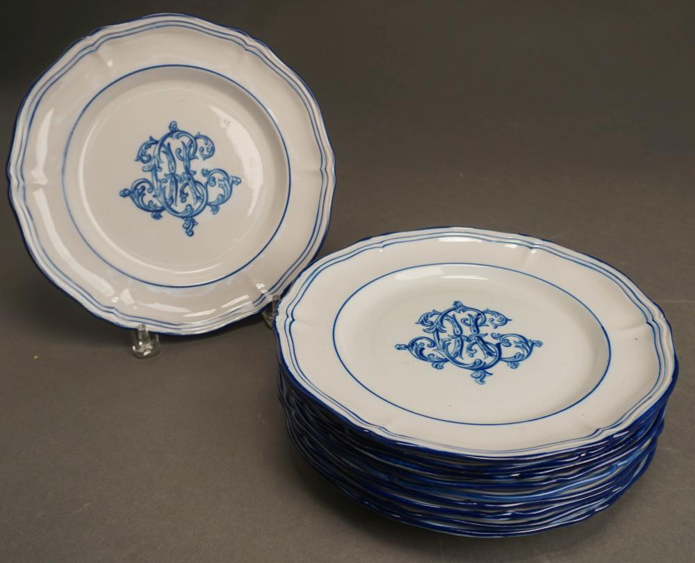 Appraisal: SET OF TEN FRENCH GLAZED POTTERY DINNER PLATES D IN