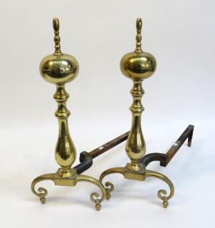 Appraisal: Brass Andirons Brass Andirons Dimensions X - Shipping We are