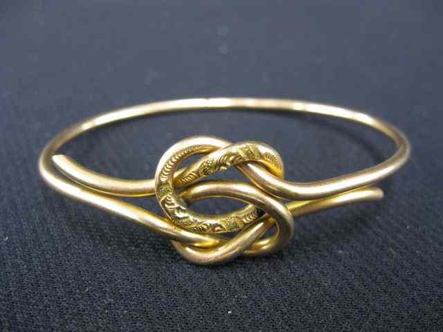 Appraisal: Victorian Gold-Filled Bangle Bracelet ''love knot'' design circa