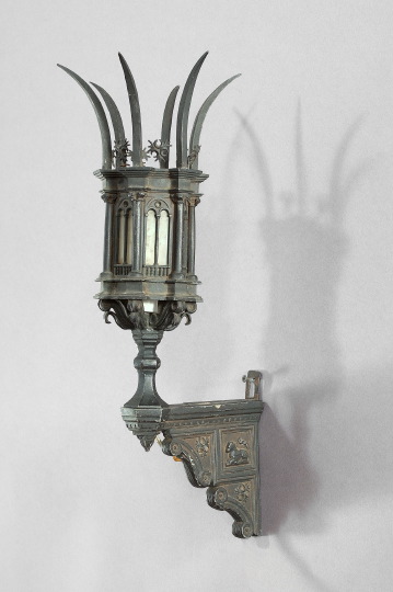 Appraisal: Italian Bronze-Patinated Cast-Metal Hexagonal Wall Lantern ca in the Early