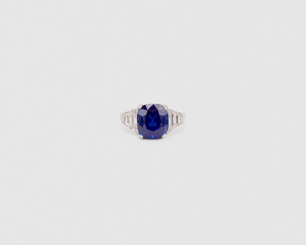 Appraisal: J E CALDWELL CO Platinum Kashmir Sapphire and Diamond Ring