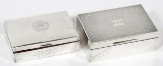 Appraisal: BRITISH STERLING HINGED BOXES W WOOD LINERS BRITISH STERLING HINGED