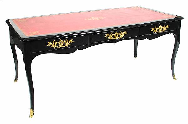 Appraisal: A Louis XV style ebonized bureau plat height in width