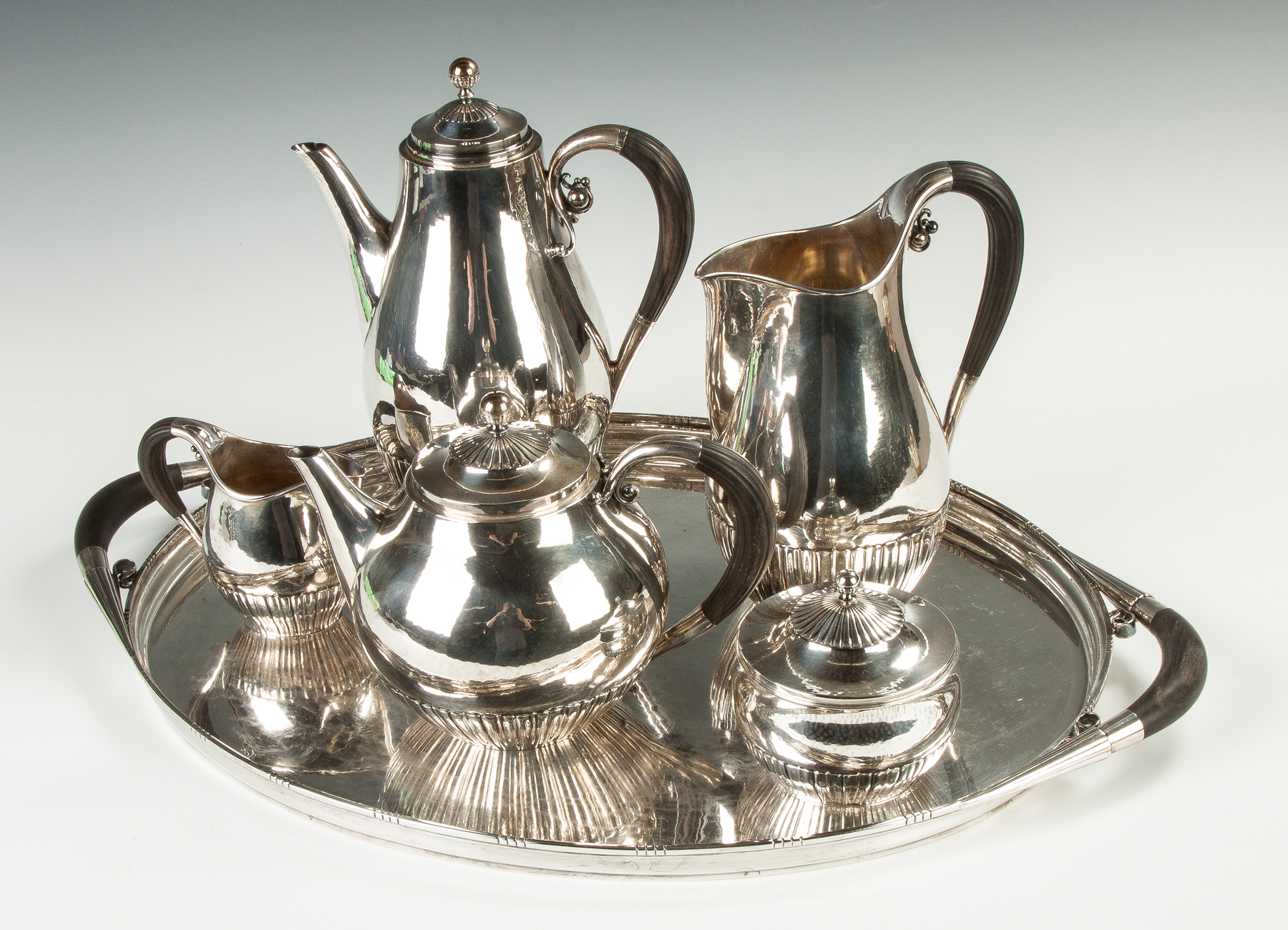 Appraisal: Fine Georg Jensen Sterling Silver -Piece Tea Set - Cosmos