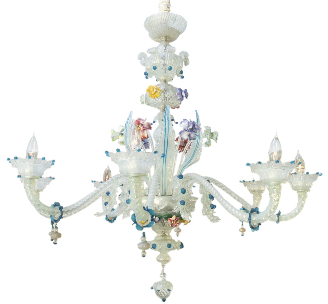 Appraisal: VENETIAN ART GLASS CHANDELIER Elegant Hand Crafted Italian Rococo Style