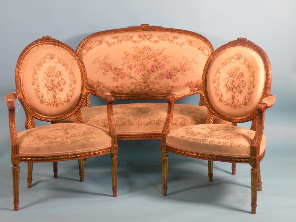 Appraisal: A thC gilt wood and gesso French style sofa and