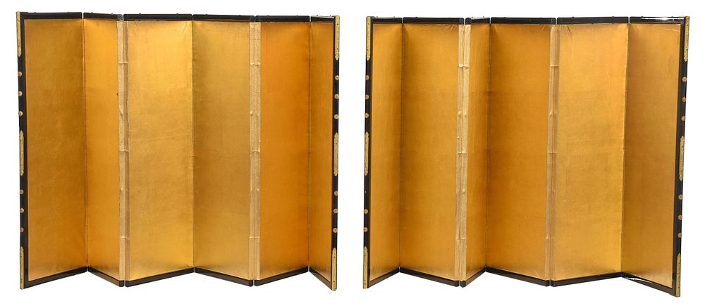 Appraisal: Pair of Japanese Six Panel Folding Table Screens th early