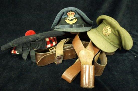 Appraisal: A Sam Browne a Royal Engineers cap an RAF cap