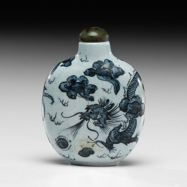 Appraisal: Chinese late th century A porcelain rounded snuff bottle with