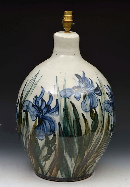 Appraisal: Colin Kellam British b Lamp base decorated with blue flowersimpressed