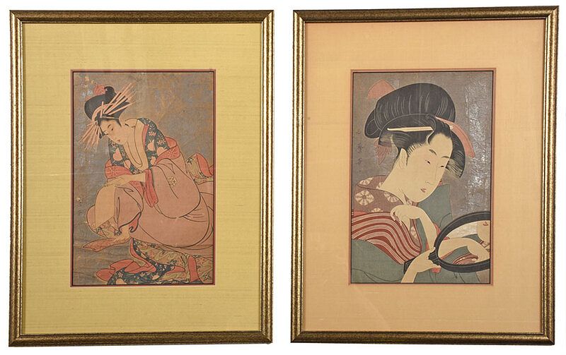 Appraisal: Kitagawa Utamaro Japanese c - Mirror from Eight Views of