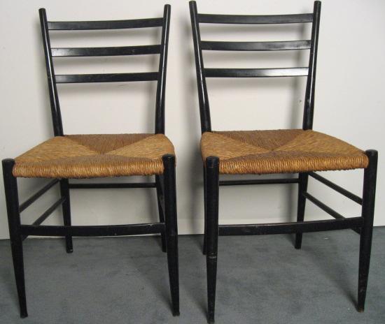 Appraisal: Black Spindle Side Chairs Set of c s With rush