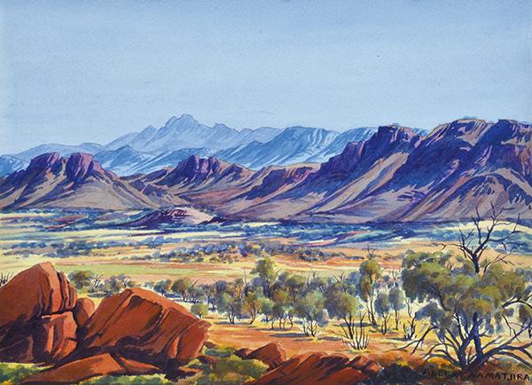 Appraisal: ALBERT NAMATJIRA - Near Hermannsburg watercolour signed lower right ALBERT