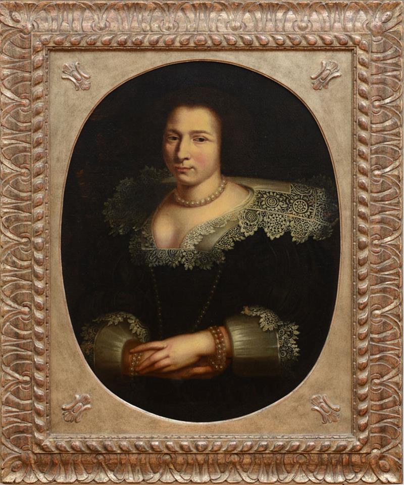 Appraisal: CONTINENTAL SCHOOL PORTRAIT OF A LADY Oil on canvas unsigned