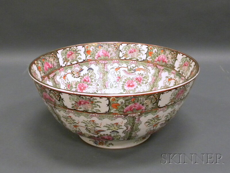 Appraisal: Famille Rose Decorated Porcelain Punch Bowl China late th century