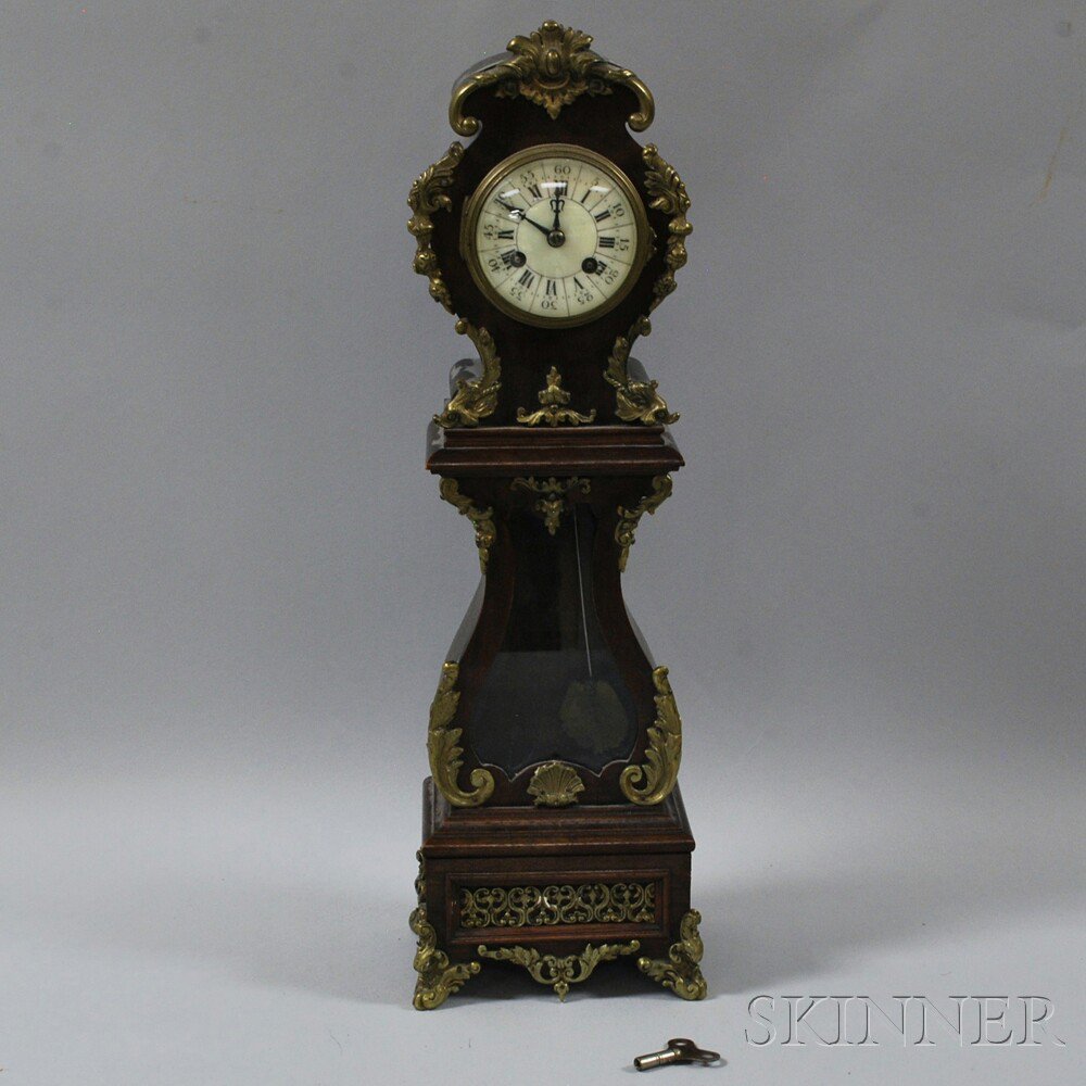 Appraisal: Rococo-style Metal-mounted Shelf Clock ht in Estimate - Not guaranteed