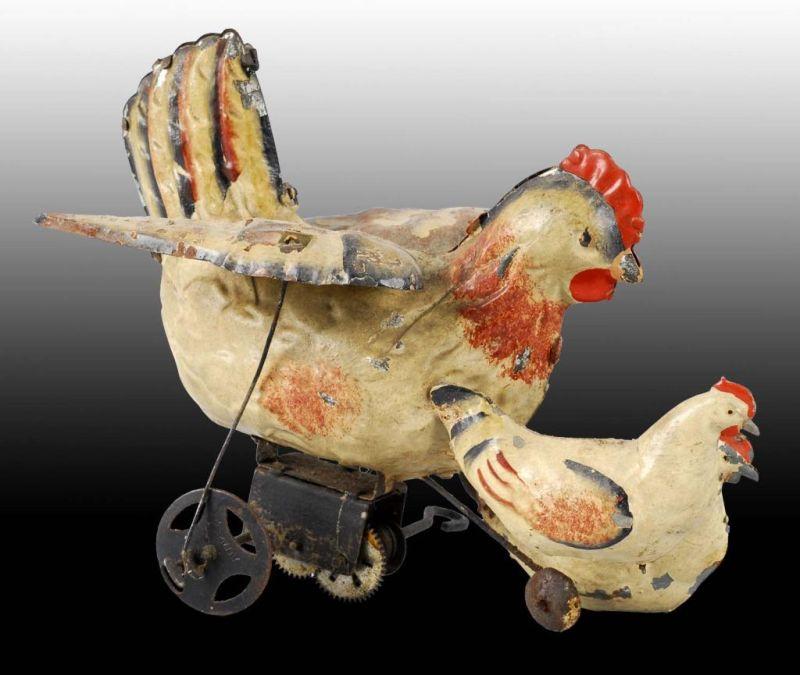 Appraisal: Tin Chicken Wind-Up Toy Description German Working Handpainted toy depicting