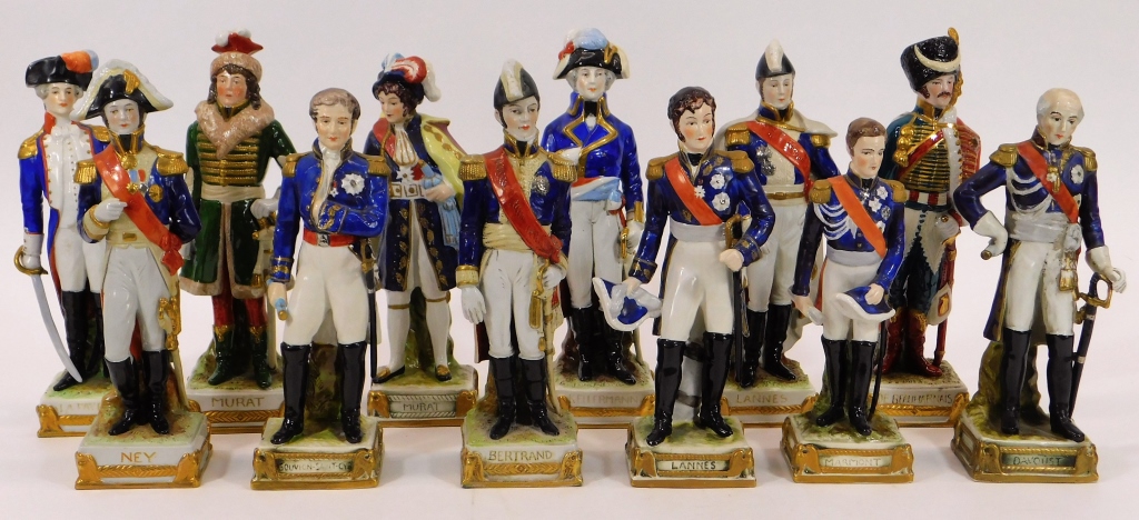 Appraisal: SCHEIBE ALSBACH NAPOLEONIC PORCELAIN FIGURES Germany th CenturySet includes twelve