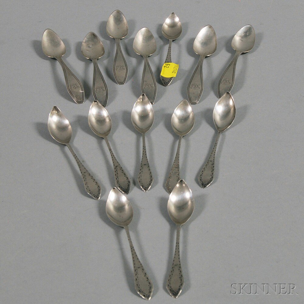 Appraisal: Fourteen Small Dutch Silver Spoons a set of six coffee