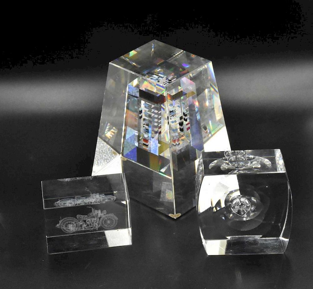 Appraisal: Jon Kuhn glass paperweight plus others glass paperweights clear with