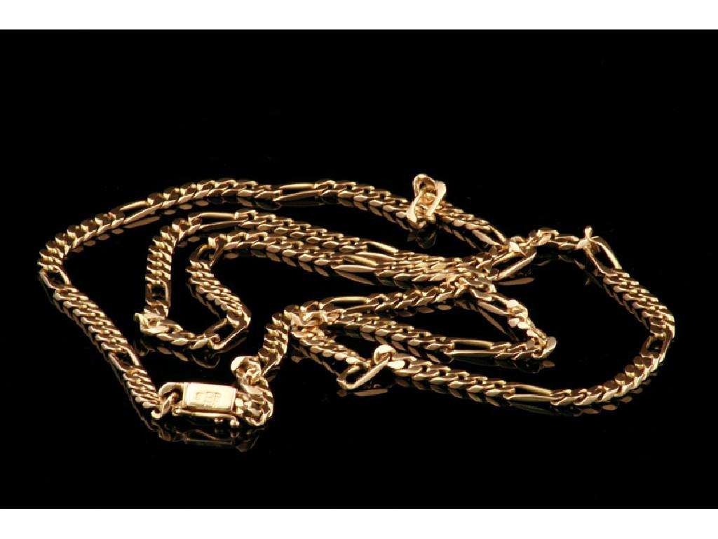 Appraisal: A CT YELLOW GOLD FIGARO CURB LINK NECKLACE the catch