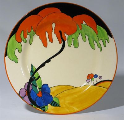 Appraisal: Woodland' a Clarice Cliff Bizarre plate painted in colours printed