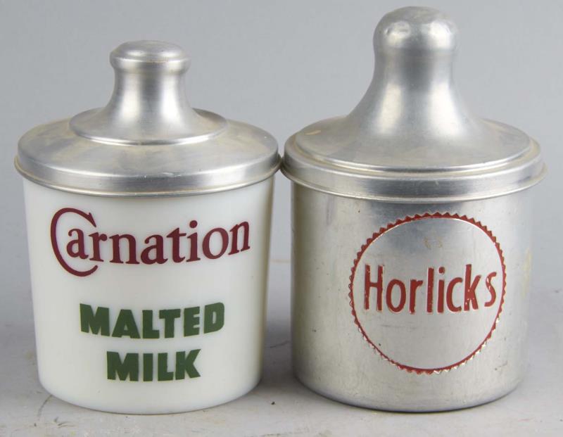 Appraisal: Lot Of Early Countertop Malt Containers Each with an aluminum