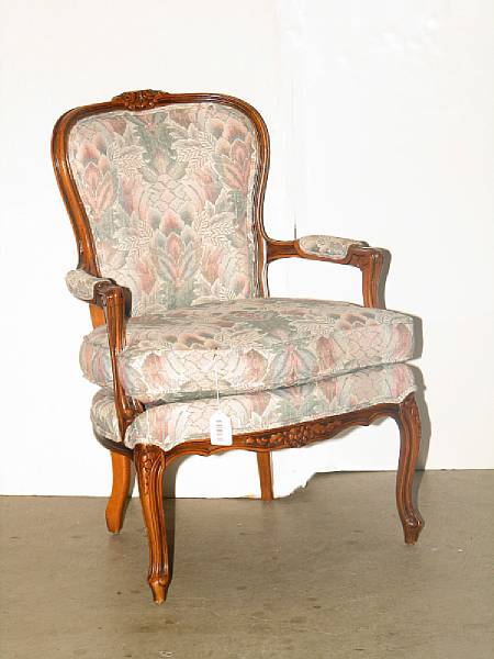 Appraisal: A Louis XV style walnut fauteuil th century height in