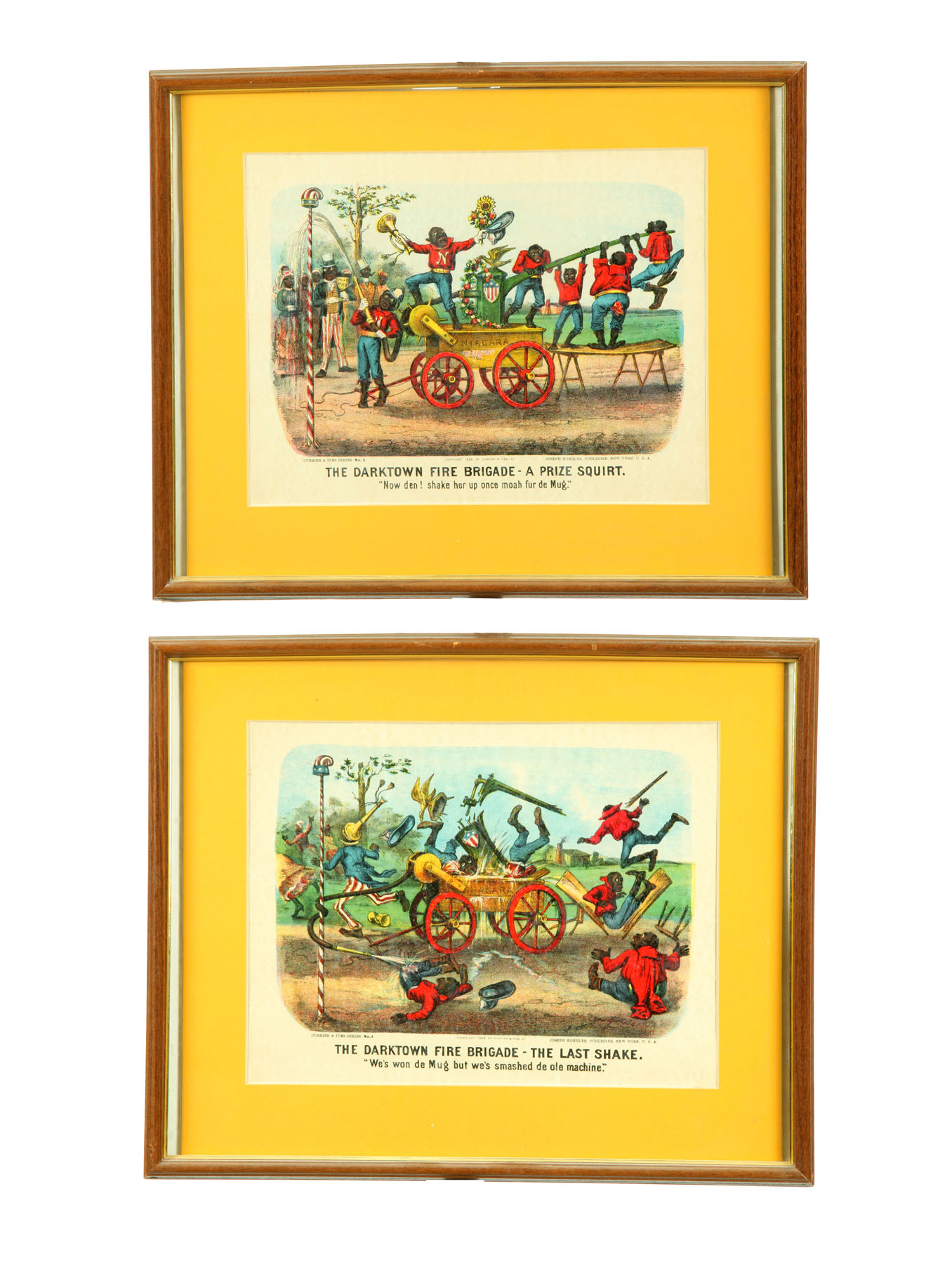 Appraisal: TWO CURRIER IVES DARKTOWN PRINTS Chromolithographs on paper Published by