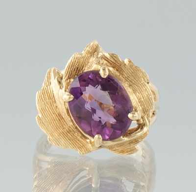 Appraisal: A Ladies' Amethyst and Gold Ring k yellow gold ring