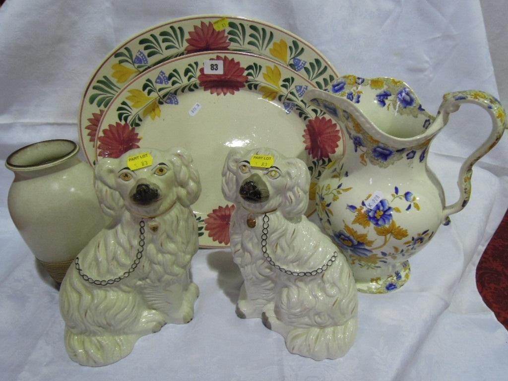 Appraisal: Two th century Staffordshire Spaniels with gilt patches together with