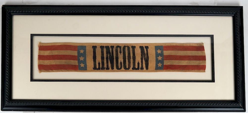 Appraisal: Abe Lincoln Presidential Campaign Banner Small cotton banner possibly a