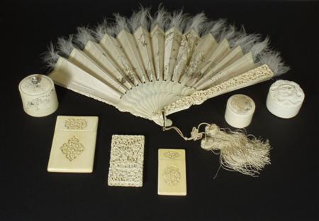 Appraisal: An early th century Japanese ivory silk and ostrich feather